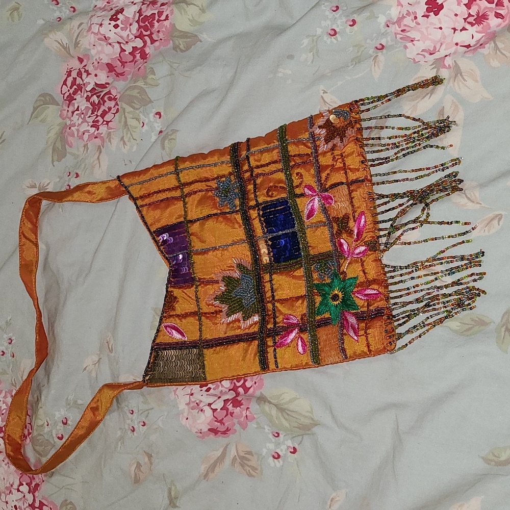 Milson & Louis Boho fringe silk shoulder bag purse